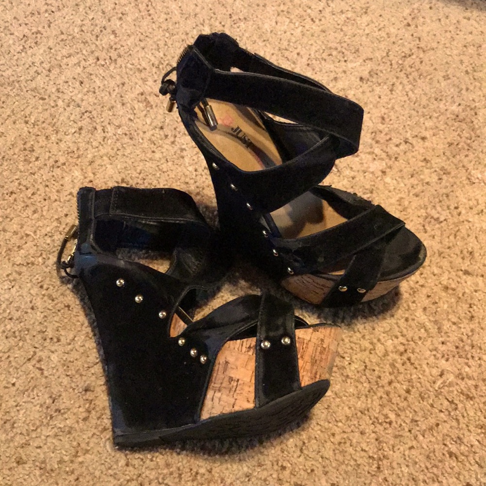 Shabby Chic Black And Gold Studded Platform